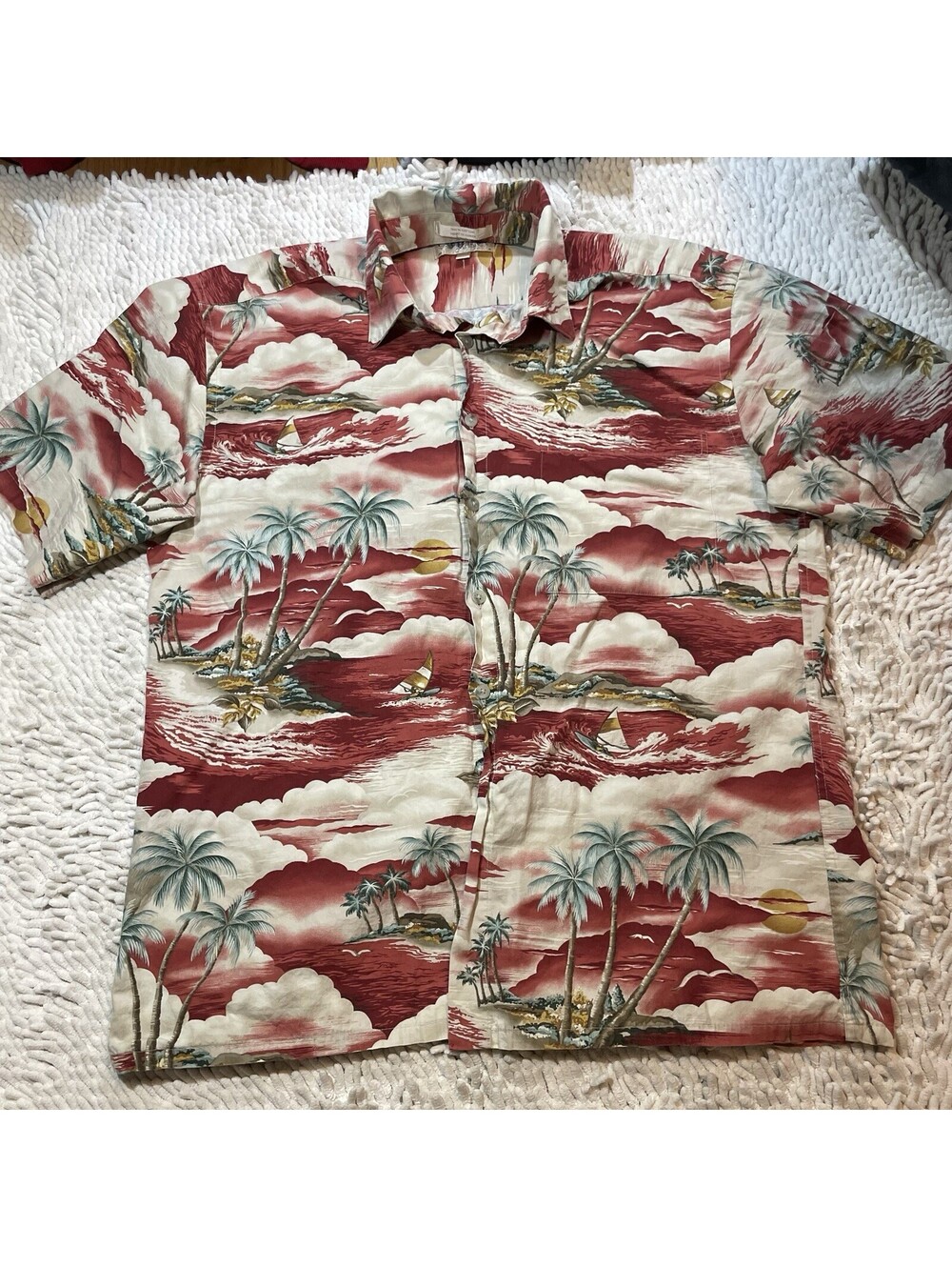 Campia Moda Shirt Men Medium Floral Hawaiian Button Up Short Sleeve Cotton